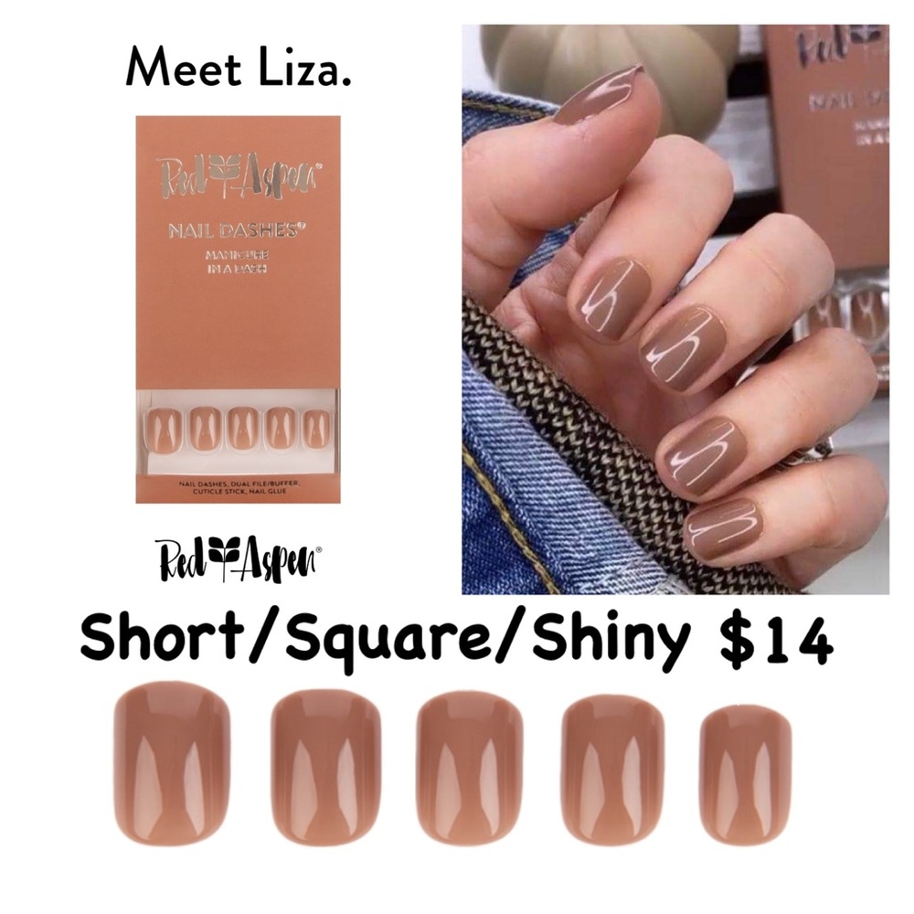 Red Aspen Nail Dashes - Chic Brown Press-On Nails